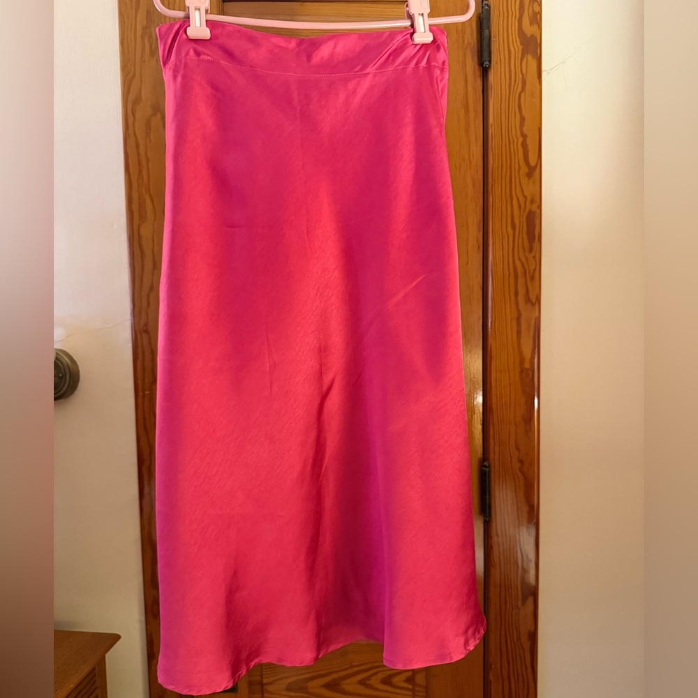 White Birch Pink Midi Slip Skirt Night Out